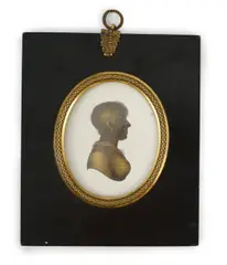 Silhouette of the Countess of Clarendonpainted and bronzed plasterLooking by John Miers, sculpture, sold Jun 2024