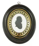 Silhouette of a gentlemanpainted plasterlooking to sinister by John Miers, sculpture, sold Jun 2024