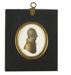 Silhouette of a gentlemanpainted and bronzed plasterlooking to sinister by John Miers, sculpture, sold Jun 2024