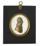 Silhouette of a gentlemanpainted and bronzed plasterlooking to sinister by John Miers, sculpture, sold Jun 2024