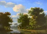River landscape with figure by J. W. Bilgers, oil on panel, sold Jun 2024