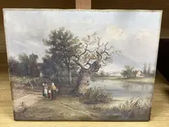 River landscape with figures by Thomas Smythe, oil on canvas, sold Jun 2024