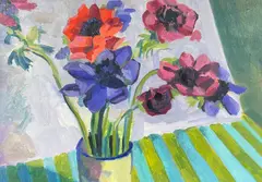 Anemones by Sue Campion, oil on canvas, offered Jun 2024