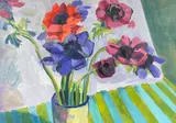 Anemones by Sue Campion, oil on canvas, offered Jun 2024