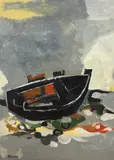Beached fishing boat by André Minaux, oil on canvas, offered Jun 2024