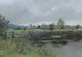 River landscape by Alex MacLean, oil on board, sold Jun 2024