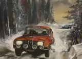 Swedish Rally Scene by Dion Pears, oil on board, offered Jun 2024