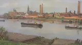 Belgian harbour scene by Albert De Roover, oil on canvas, sold Jun 2024