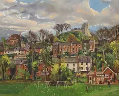 Lewes scene by R. Denyer, oil on canvas, sold Jun 2024
