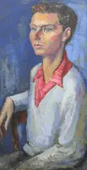 Portrait of a seated youth by Emmanuel Levy, oil on board, offered Jun 2024