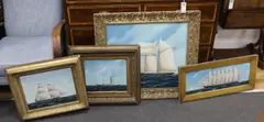 British yachts and ships at sea by Christopher J. Guise, oil, sold Jun 2024