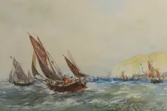 Fishing Fleet leaving Newhaven by Robert Malcolm Lloyd, watercolour, sold Jun 2024