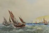 Fishing Fleet leaving Newhaven by Robert Malcolm Lloyd, watercolour, sold Jun 2024