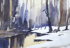 April Snow by John Farquharson, watercolour, offered Jun 2024