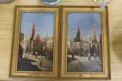 Eastern street scenes with by Karl Kaufmann, oil, sold May 2024