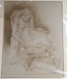 Seated female nude by Franco Matania, drawing, offered May 2024