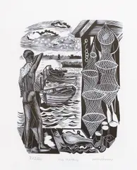 Wood engraving by John O'Connor, engraving, sold May 2024