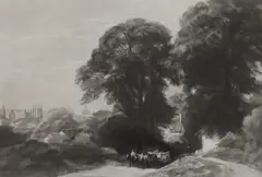 Horse and cart on a pathway by Frank Short, etching, sold May 2024