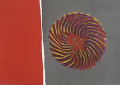 Red Sunflower by Ronald King, screenprint, offered May 2024