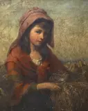 Portrait of a young girl by Edward John Cobbett, oil on canvas, sold May 2024