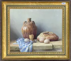 Still life study by Robert Chailloux, oil on canvas, sold Aug 2024