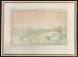Norfolk Marshland near Somerton by Jason Partner, watercolour, sold Aug 2024