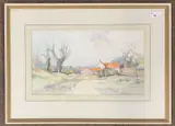 Norfolk landscape by Jason Partner, watercolour, sold Aug 2024