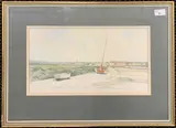 The Village from the Creek (Blakeney Norfolk) by Jason Partner, 1974, watercolour, sold Aug 2024