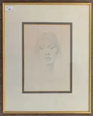 Bust portrait of a young lady by Augustus Edwin John Om, pencil on paper, sold Aug 2024