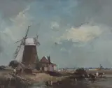 Marsh Mill near Runham, near Gt. Yarmouth by Arthur Davies, oil on board, sold Jul 2024