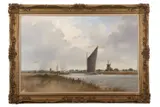 Broadland scene with wherry by Colin Burns, oil on canvas, sold Jul 2024