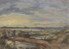 Norfolk Marshes by Thomas Lound, watercolour, sold Jul 2024