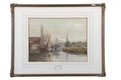 On The Wensum by Thomas Lound, watercolour, sold Jul 2024