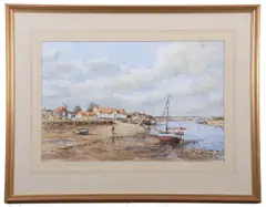 Burnham Overy Staithe by John Sutton, watercolour, sold Jul 2024