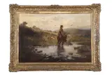 Crossing the stream by James Barclay Grahame, 1875, oil on canvas, sold Jul 2024