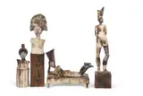 A group of Studio Pottery figures including a recumbent figure on by Sally MacDonell, sculpture, sold Jul 2024