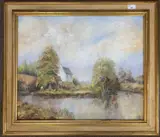 By The Old West River by Barbara Melton, oil on board, sold Jul 2024