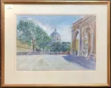 Rome, The Vatican Garden by John Linfield, pencil and watercolour, offered Jul 2024