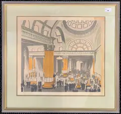 The London Stock Exchange by Edward Bawden, lithograph, sold Jul 2024