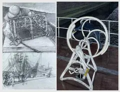 Dock Wheel by Philip Muirden, mixed media, sold Mar 2025
