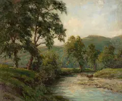 Probably north Wales by Tom Clough, oil on canvas, sold Mar 2025