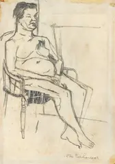 Mrs Knipe I by Peter Prendergast, 1970, pencil on paper, sold Mar 2025