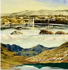 Llyn Teyrn, Snowdonia by Winston Megoran, watercolour, sold Mar 2025