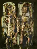 Warriors by George Campbell Rha, pastel, sold Mar 2025