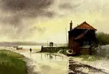 Light After Rain, Burnham Overy Staith by David Weston, 2009, watercolour, sold Mar 2025
