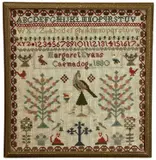 by Margaret Evans, Caemadog 1880, 42.5 x 40.5cms Provenance: by Th Century Needlework Sampler, watercolor, sold Feb 2025
