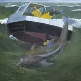 Shark by Philip Muirden, oil on canvas, offered Jan 2025