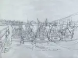 Whelk Hunters by Philip Muirden, 2012, pencil on paper, offered Jan 2025