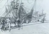 Milford Haven, Belgium Fisherman by Philip Muirden, pencil on paper, offered Jan 2025