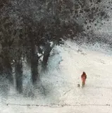 Walk in Snow by Naomi Tydeman, watercolour, sold Nov 2024